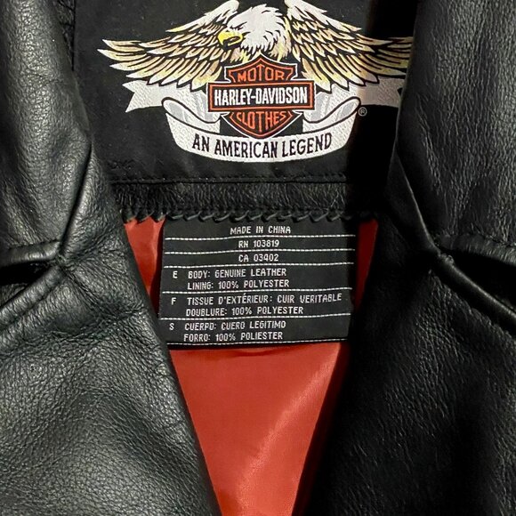 Harley-Davidson Women’s Black Leather Jacket – Studded Flame Back Size 1W - Picture 3 of 6